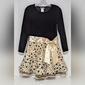 Bonnie Jean | Girl's Size 12 Black Velvet Long Sleeve Big Hipster Dress